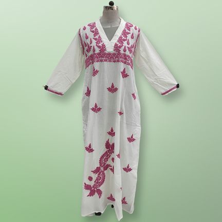 L/XL Teena Embroidery Printed Cotton Dress 60" Long Jalabiya