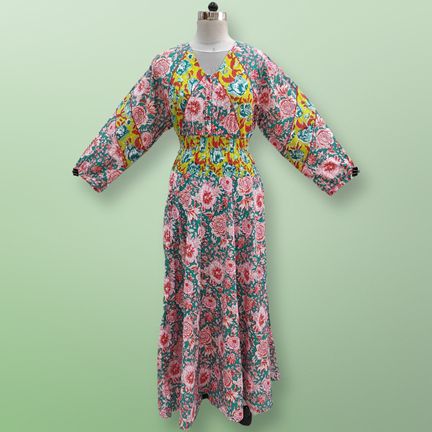 2XL/3XL Mawiya Printed Cotton Dress 57" Long Jalabiya