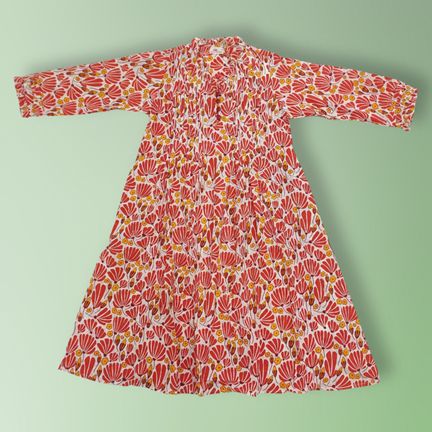 4-5 Year Sparrow Printed Cotton Girls Dress 34'' Long Jalabiya