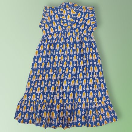 2-3 Year Amani Crystal Printed Cotton Girls Dress 30" Short Sleeves Jalabiya