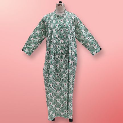 2XL/3XL Asra Printed Cotton Dress 57" Long Jalabiya
