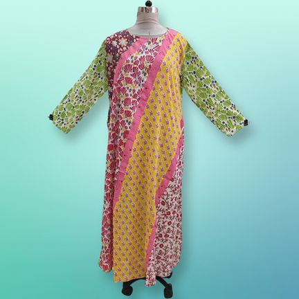 2XL/3XL Nury Multi Printed Cotton Dress 56" Long Jalabiya