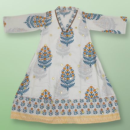 2-3  Year Teena Printed Cotton Dress 30'' Long Jalabiya