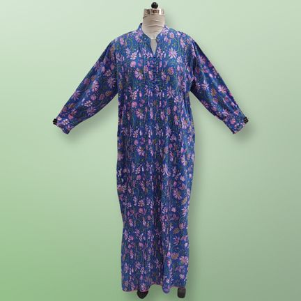 2XL/3XL Delbar Printed Cotton Dress 57'' Long Jalabiya