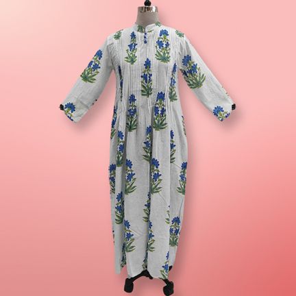 XS/S Adiat Printed Cotton Dress 54'' Long Jalabiya