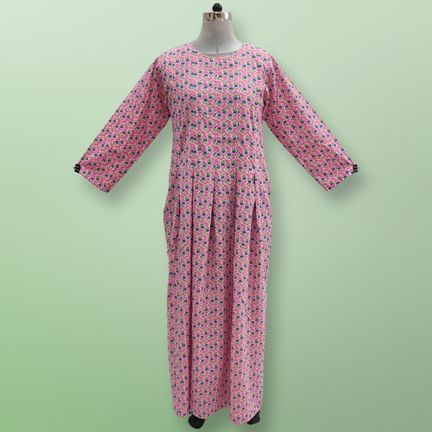 S/M Ruby Printed Cotton Dress 57" Long Jalabiya