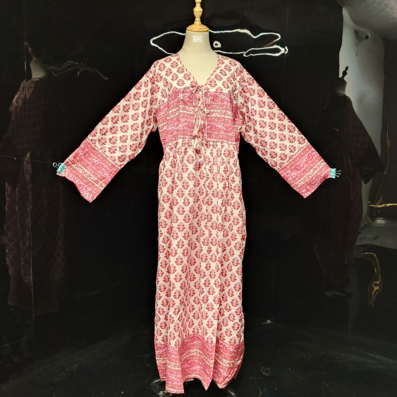 2XL/3XL  Beach Printed Cotton Dress 57" Long Jalabiya