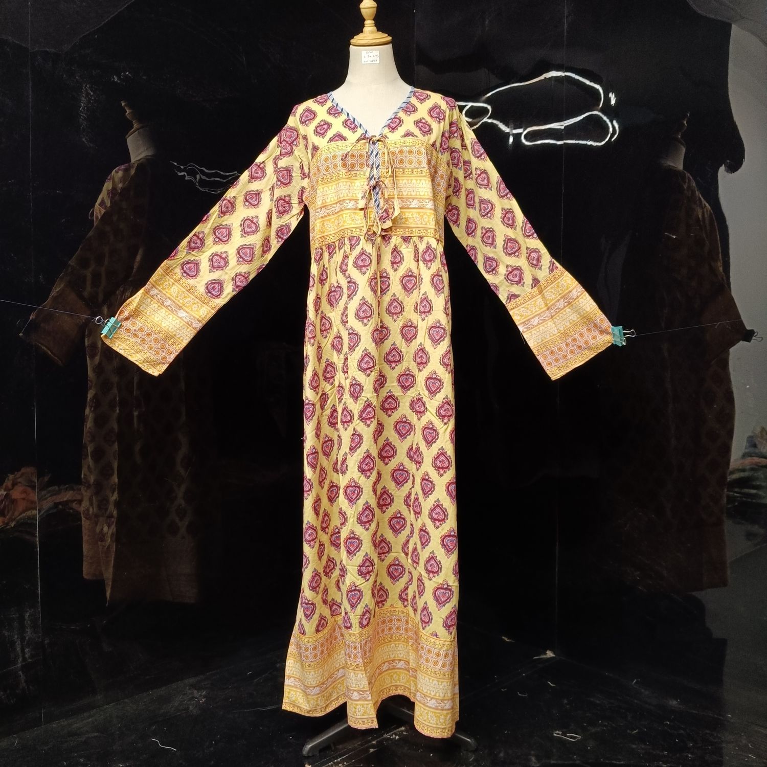 S/M  Beach Printed Cotton Dress 57" Long Jalabiya