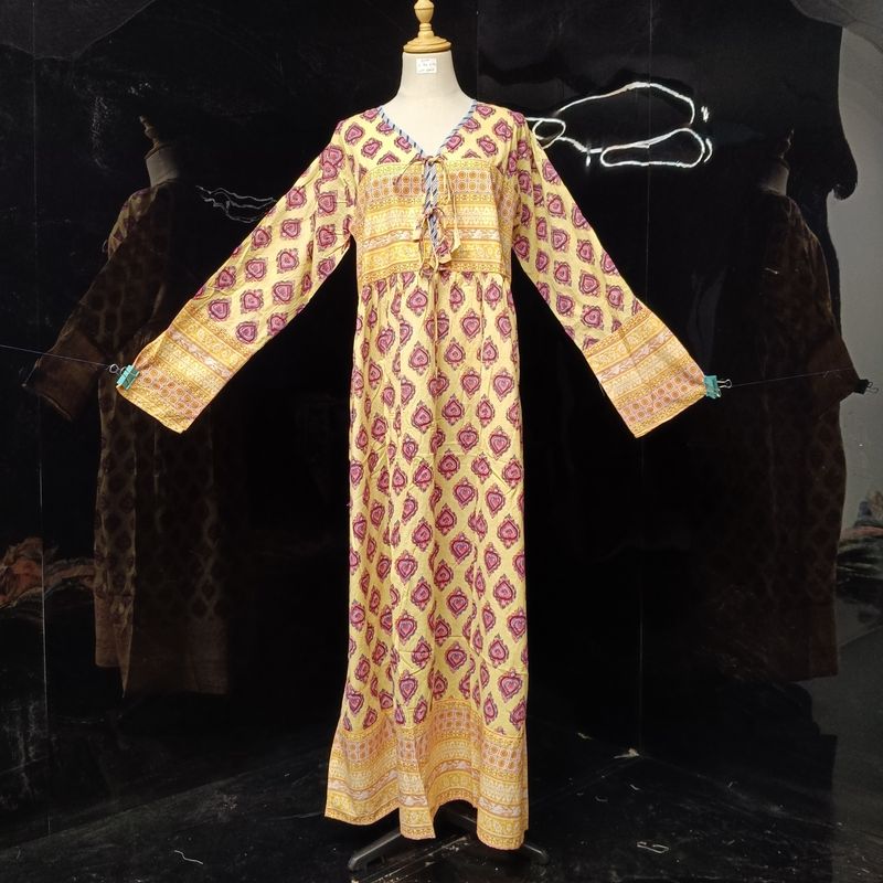 S/M  Beach Printed Cotton Dress 57" Long Jalabiya