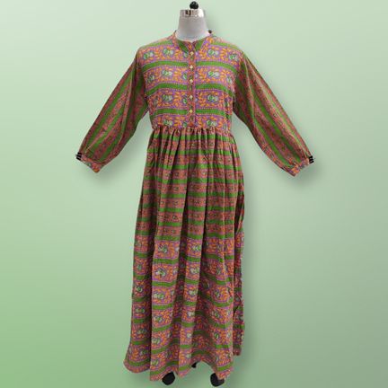 L/XL Special Printed Cotton Dress 57" Long Sleeves Jalabiya