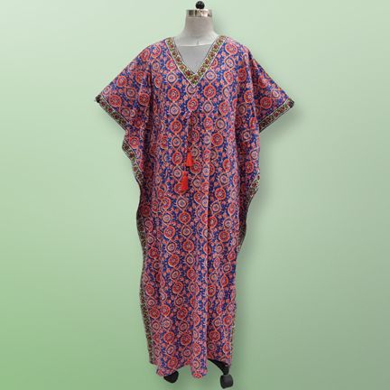 Free Size Cotton Farasha Kaftan 57" Long Jalabiya