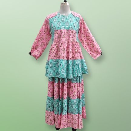 S/M Jarif Printed Cotton Top and Skirts Pcs Set