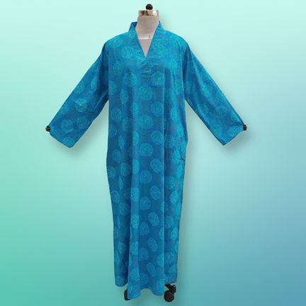 S/M Teena Printed Cotton Dress 57" Long Jalabiya