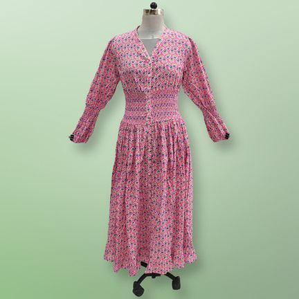 L/XL  Yuasa Printed Cotton Dress 57" Long Jalabiya