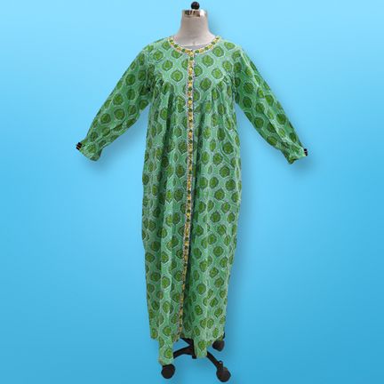 XS/S Azalea Printed Cotton Dress 54" Long Jalabiya