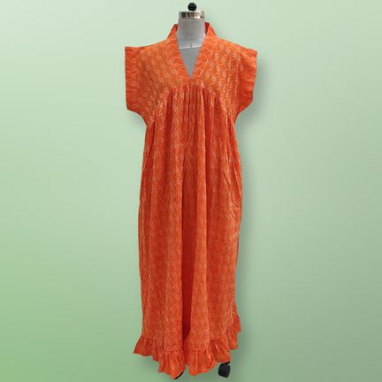 2XL/3XL Amani Printed Cotton Dress 57" Short Sleeves Jalabiya