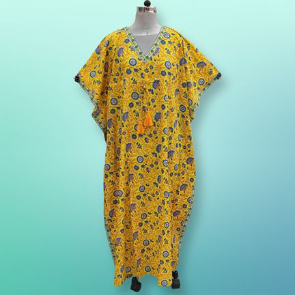 Free Size Cotton Farasha Kaftan 57" Long Jalabiya