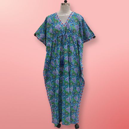 Free Size Cotton Farasha Kaftan 57" Long Jalabiya