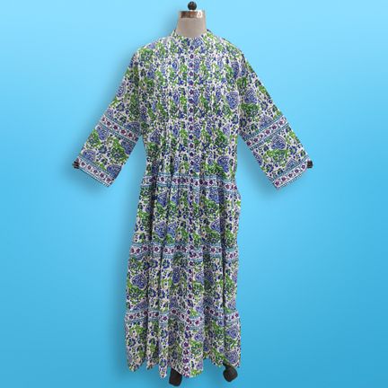 S/M Jada Printed Cotton Dress 57" Long Jalabiya