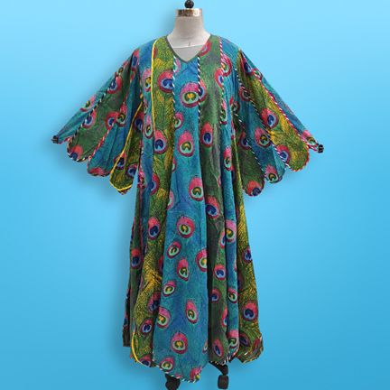 2XL/3XL Meher Multi Printed Cotton Dress 57" Long Jalabiya