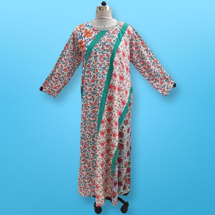 L/XL Nury Multi Printed Cotton Dress 56" Long Jalabiya