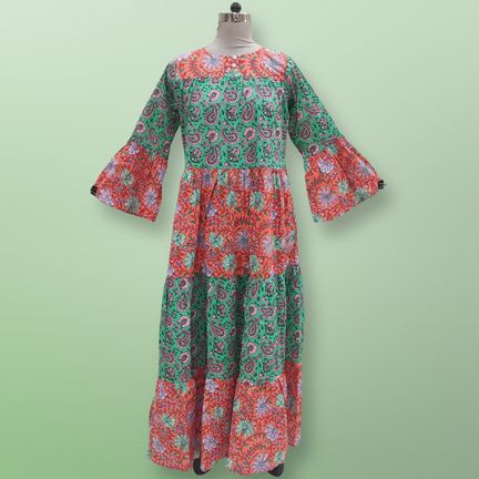 L/XL Moon Printed Cotton Dress 57" Long Jalabiya