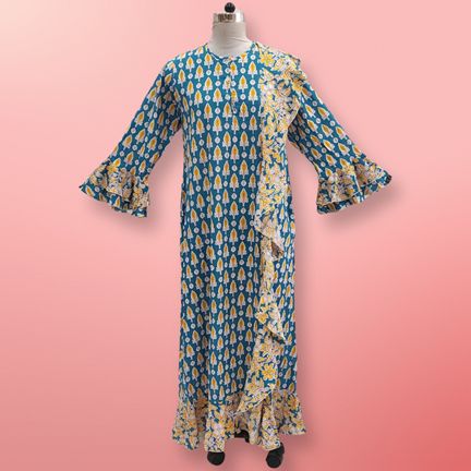 2XL/3XL Princess Printed Cotton Dress 57" Jalabiya