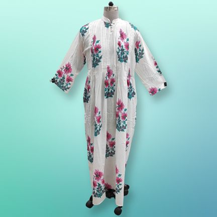 L/XL Adiat Printed Cotton Dress 57'' Long Jalabiya