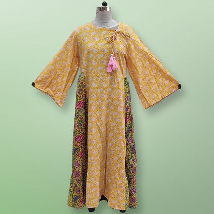 2XL/3XL Cindrella Printed Cotton Dress 57" Long Jalabiya