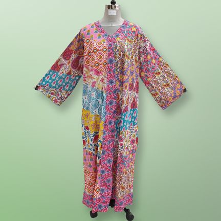 2XL/3XL Zeina Multi Printed Cotton Dress 57" Long Jalabiya