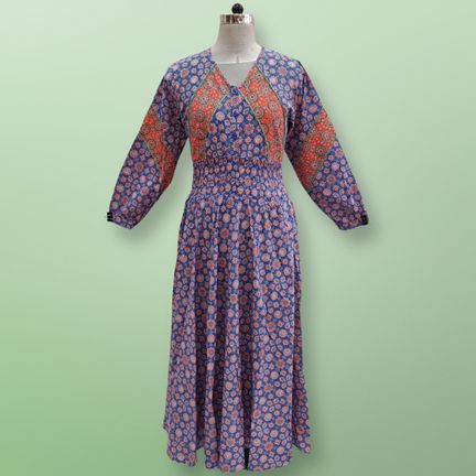 2XL/3XL Mawiya Printed Cotton Dress 57" Long Jalabiya