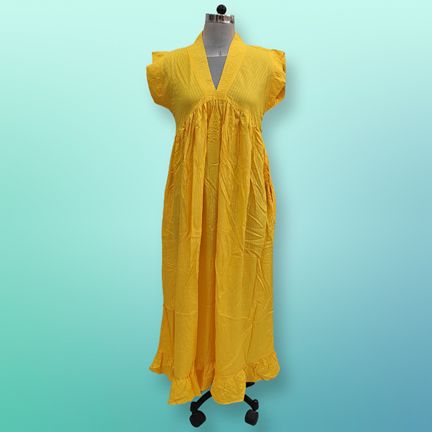 XS/S Amani Printed Cotton Dress 54" Short Sleeves Jalabiya