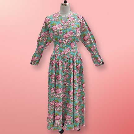 XS/S  Yuasa Printed Cotton Dress 54" Long Jalabiya