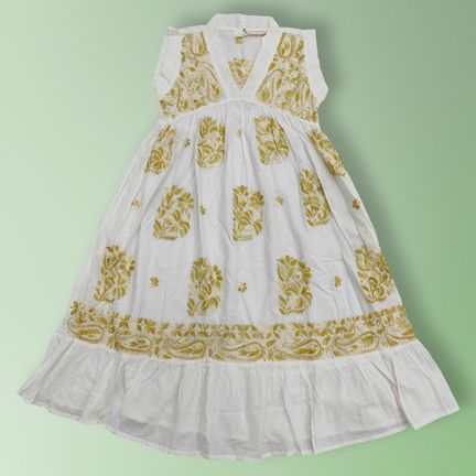 6-7 Year Amani Embroidery Cotton Dress 38" Short Sleeves Jalabiya