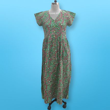 L/XL Precious Printed Cotton Jalabiya Dress 57" Long