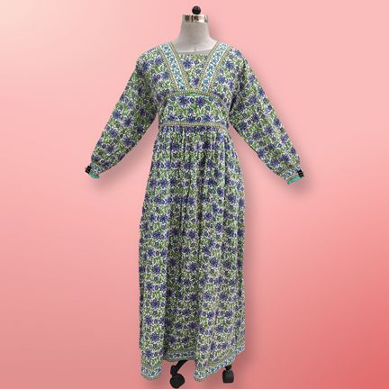 L/XL Cotton Haima Dress Printed 57" Long Jalabiya