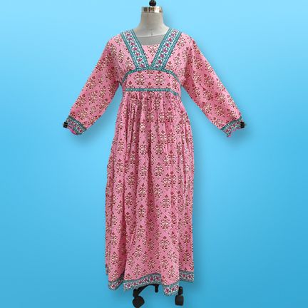 L/XL Cotton Haima Dress Printed 57" Long Jalabiya