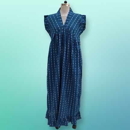 2XL/3XL Amani Printed Cotton Dress 57" Short Sleeves Jalabiya