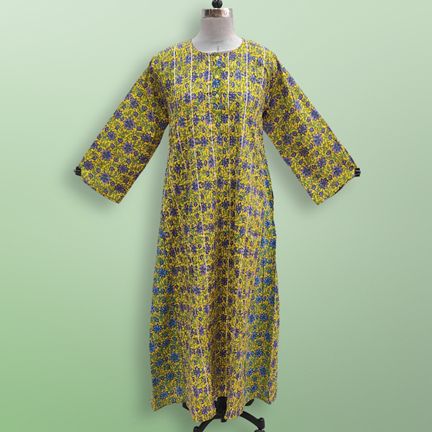 2XL/3XL Jeeny Printed Cotton Dress 57" Long Jalabiya