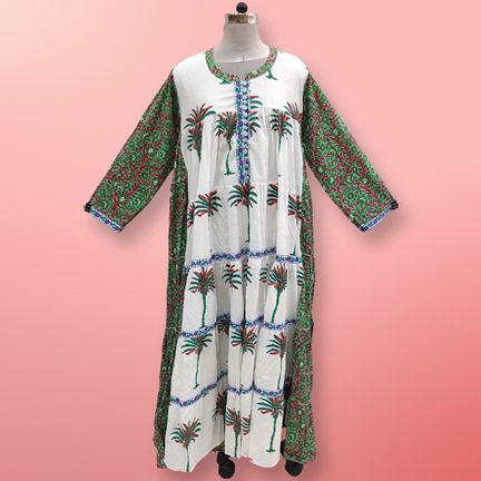 S/M Ebili Multi Printed Cotton Dress 57" Long Jalabiya