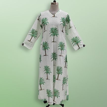 2XL/3XL Khadijah Printed Cotton Dress 57"Long Jalabiya