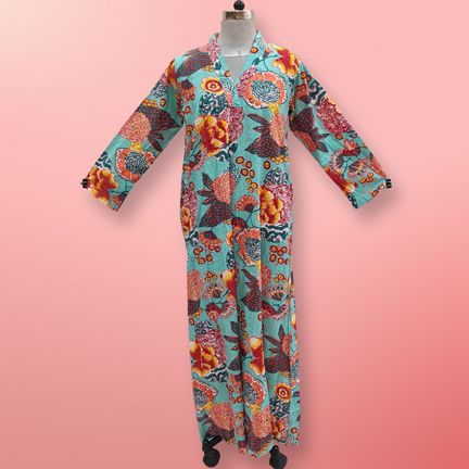 S/M Teena Printed Cotton Dress 57" Long Jalabiya