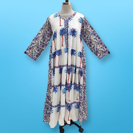 2XL/3XL Ebili Multi Printed Cotton Dress 57" Long Jalabiya