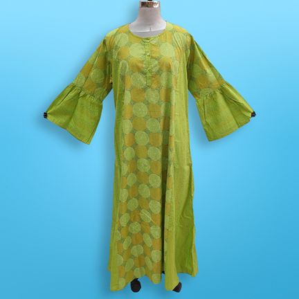 S/M Marry Printed Cotton Dress 57" Long Jalabiya