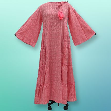 L/XL Cinderella Printed Cotton Dress 57" Long Jalabiyas