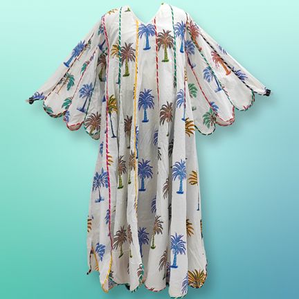 L/XL Meher Printed Cotton Dress 57" Long Jalabiya