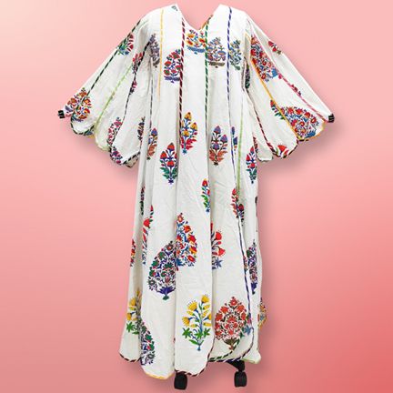 S/M Meher Printed Cotton Dress 57" Long Jalabiya