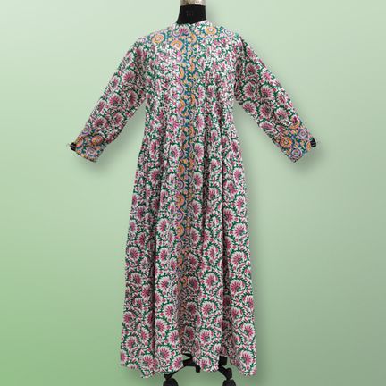 S/M  Aafreen Printed Cotton Dress 57" Long Jalabiya