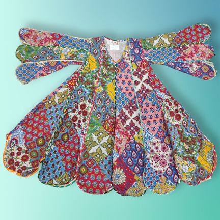 4-5 Year Meher Multi Printed Cotton Dress 34" Long Jalabiya