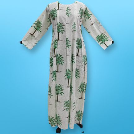 L/XL Ruby Printed Cotton Dress 57" Long Jalabiya